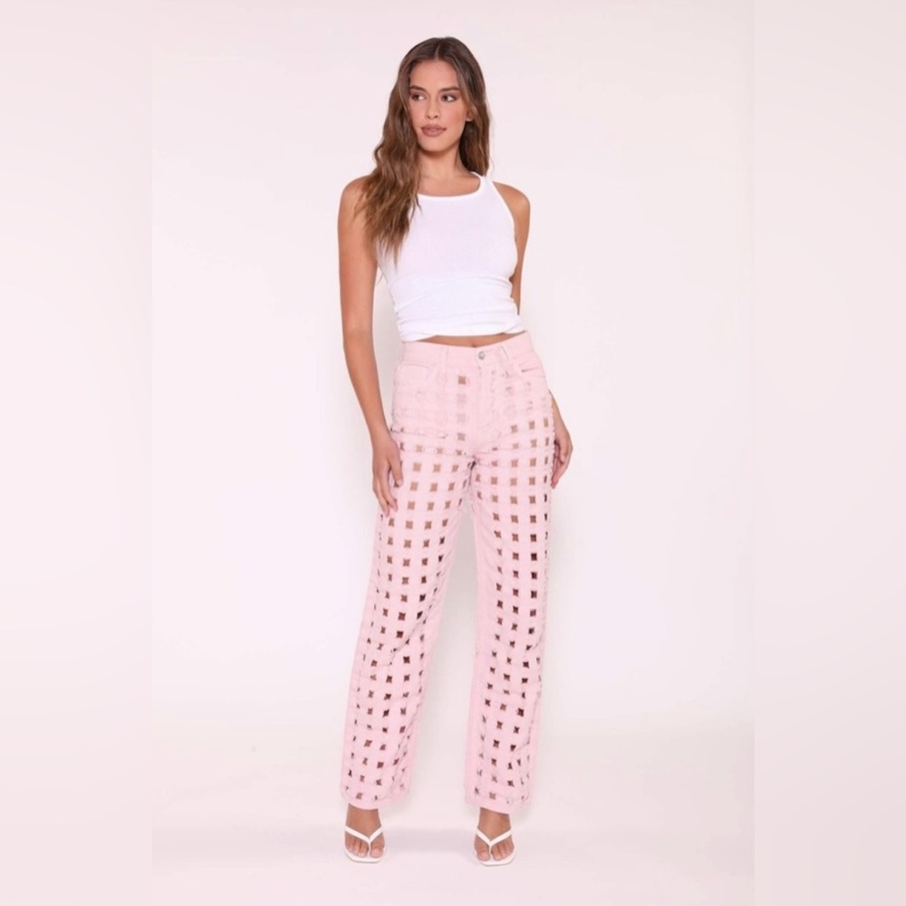 REVICE DENIM- 101 jeans- light pink with holes- size 28